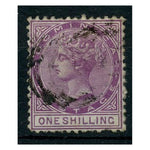 Dominica 1874 1/- Dull magenta. Perf 121/2, (CC), good to fine used. SG3