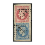France 1863-70 20c, 80c Definitives, used on small fragment with '532' cancels. 80c Var. SG113a, 121