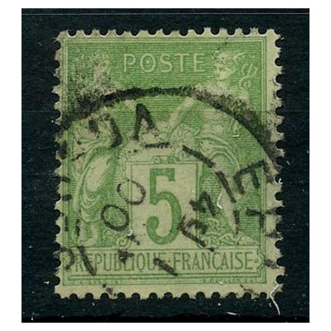 France 1876 5c Green "N" under "B", fine cds used. SG215