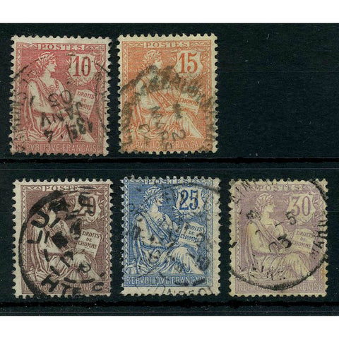 France 1902 Definitive issue, fine cds used, couple of minor faults. SG309-13