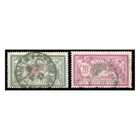 France 1925-32 10f & 20f Merson (top vals), both good to fine cds used. SG431-32