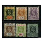 Gambia 1909 4d To 1/- Changed colourd part set, fresh mtd mint. SG76-81