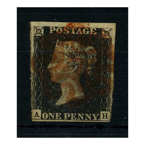 GB 1840 1d Black, nearly 3.5 margin example, red MX used. SG2