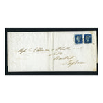 GB 1841 2 Single 2d blues, used on complete 'long' wrapper sent from Canterbury, tied. SG5