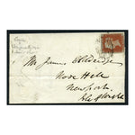 GB 1845 1d Red-brown / very blue ppr, 2 margins, used on cover with 1844 black cancel.SG8a