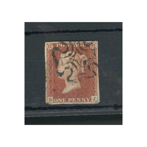 GB 1841 1d Red-brown, plate 12, 4 margins, used with black black MX cancel. SG8