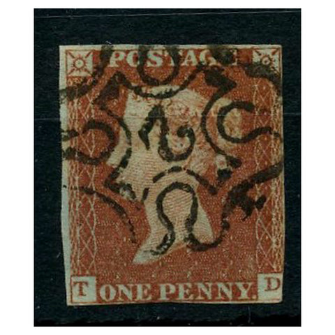 GB 1841 1d Red-brown, near 3 margin example fine used with '2' MX cancel. SG8m