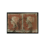 GB 1841 1d Red-brown, horiz. pair, near 4 margins, good to fine used. SG8