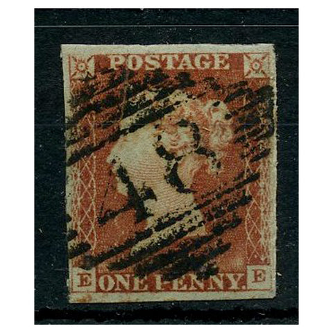 GB 1844 1d Red-brown, 4 margins, used with scarce Ballymoney '48' cancel. SG8