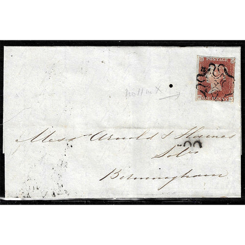 GB 1841 1d Red-brown, used on tidy cover with '11' in MX cancel, cat. £1,100. SG8