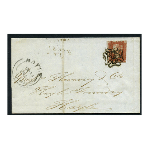 GB 1844 1d Red-brown, 2 margins, used on cover with '6' in MX cancel, Lombard St disp on rev. SG8