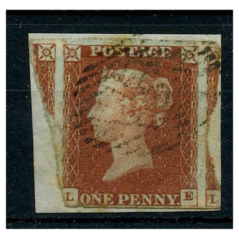GB 1841 1d Red-brown, 3 margins, odd vert seperation, fine used on fragment. SG8