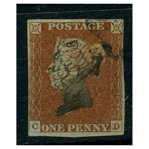 GB 1841 1d red-brown, near 4 margins, used with odd scribbly pen cancel (bored PM?). SG8