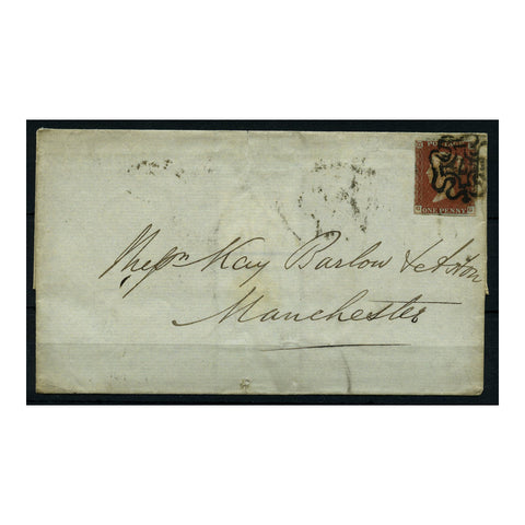 GB 1844 1d Deep red-brown, 3 margins, used on entire from with lovely '7' in MX cancel. SG10
