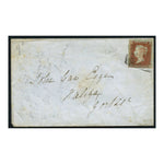 GB 1850 1d Deep red-brown, lovely 4 margin example used on cover from Perth to Halifax. SG10