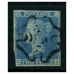 GB 1841-51 2d Pale-blue, pl 3, near 4 marg, used with Hollymount type II (part void) cancel. SG13e