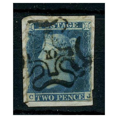 GB 1841-51 2d Blue, wonky margins, used on fragment with rare '10' MX cancel. Cat. £1500. SG14f