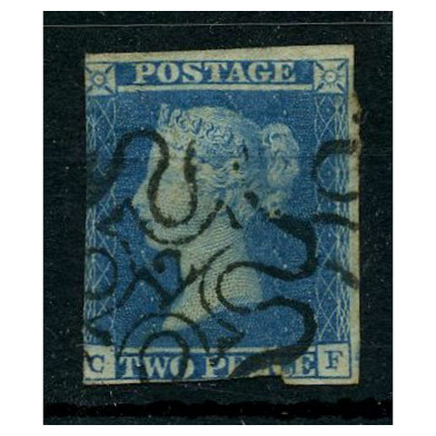 GB 1841-51 2d Blue, 2 margins, used with '12' in MX cancel. SG14f
