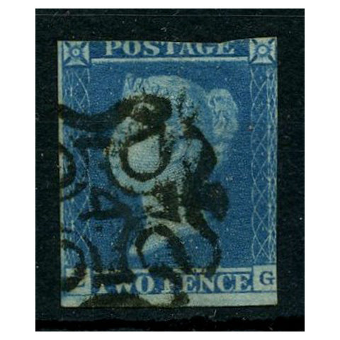 GB 1841-51 2d Blue, 2 margins, used with '4' in MX cancel. SG15