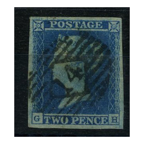 GB 1841-51 2d Blue, 4 margins, fine used with 1844 PM in black. SG14