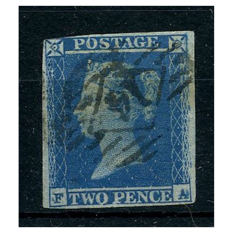 GB 1841-51 2d Blue, pl 4, nearly 4 margins, thin paper variety with re-entry at right, used. SG15