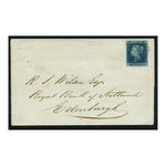 GB 1845 2d Deep full-blue, 4 margin example tied to tidy wrapper sent to the Bank of Scotland. SG15