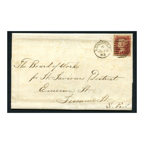 GB 1863 Pair of matched folded entires, sent to the Inspector of Nuisances & Board of Works. SG42