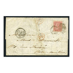 GB 1862 4d Rose, used on folded entire from London to Nice via Calais & Paris (transit + PD)  SG66a
