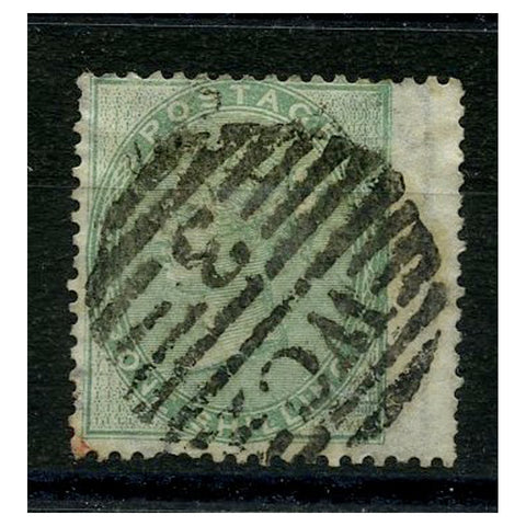 GB 1855-57 1/- Pale-green, wmk emblems, wing marginal, good to fine used. SG73