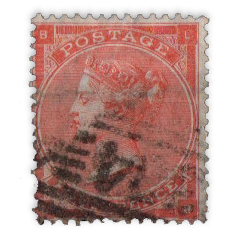 GB 1863-64 4d Bright-red, hairlines variety, fine used for the type. SG81