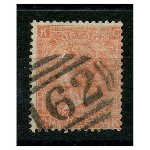 GB 1865-67 4d Vermillion, plate 8, good to fine used, blunt perf. SG94