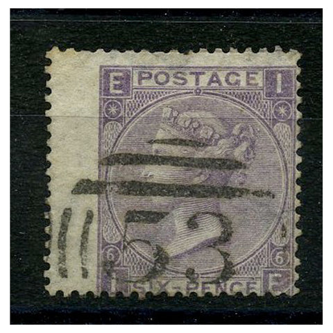 GB 1865-67 6d Lilac, with hyphen, plate 6, wing marginal, good to fine used, toned corner. SG97