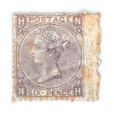 GB 1867-80 6d Deep-lilac, with hyphen, plate 6, wing margin example, mtd mint, faulty. SG105