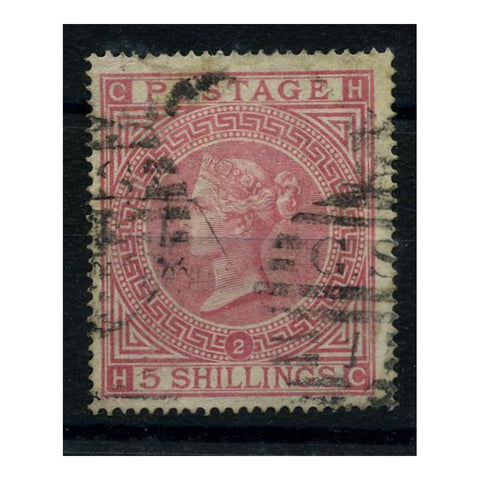 GB 1867-83 5/- Rose, wmk MX, plate 2, fine used for issue. SG126