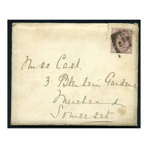 GB 1902 1d Lilac, used on cover (with contents) from Newport to Minehead (cds on rev). SG172
