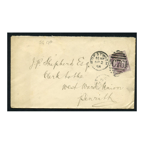 GB 1901 1d Lilac, used on cover to Pentrith with 'filled X BEXP' Prestwich cancel. SG172