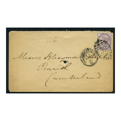 GB 1893 1d Lilac, used on cover from Hammersmith to Penrith. SG172