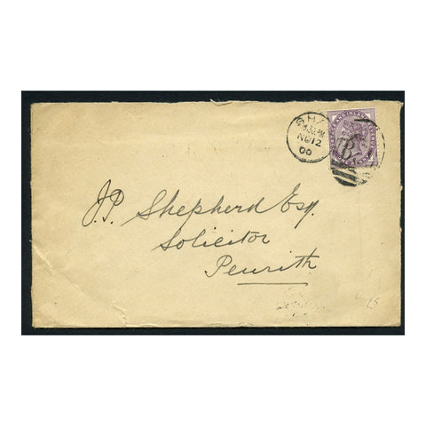 GB 1900 1d Deep-purple. used on cover from Shap to Penrith. SG173