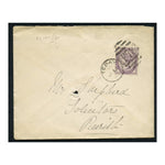 GB 1895 1d Deep=purple. used on cover with scarce 'Tebay F78' cancel to Penrith. SG173