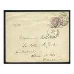 GB 1885 2-1/2d Lilac, used on cover from Birmingham to Seine-et-Oise via Calais & Paris. SG190