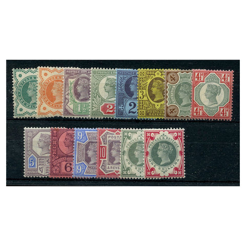 GB 1887-1900 Jubilee basic set + colour change values (14v), u/m. SG197-214 [range]