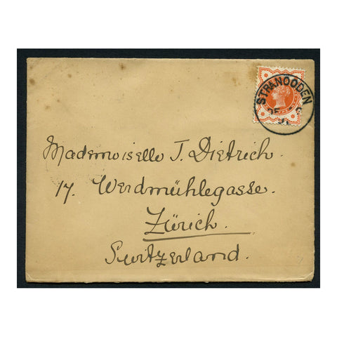 GB 1896 1/2d Vermillion, used on unsealed cover from Stranoogen (IRE) to Zurich. SG197