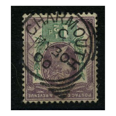 GB 1900 1-1/2d Dull-purple & pale-green, fine used with 'Charmouth' cds. SG198