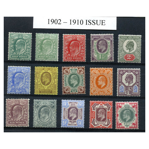 GB 1902-10 KEVII basic definitive set to 1/-, u/m. SG215-59 [range]