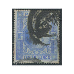 GB 1902-10 10/- Ultramarine, good to fine used, faulty. SG265