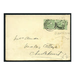 GB 1910 1/2d Dull yellow-green, Harrison pnt, vert pair used on cover. SG267