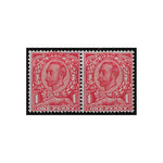 1912 1d Scarlet, 'no cross on crown' variety in horiz pair with regular, lightly mtd mint. SG350a