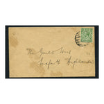 GB 1912-24 1/2d Deep-green, used on cover with mute 8-bar naval cancel. SG353