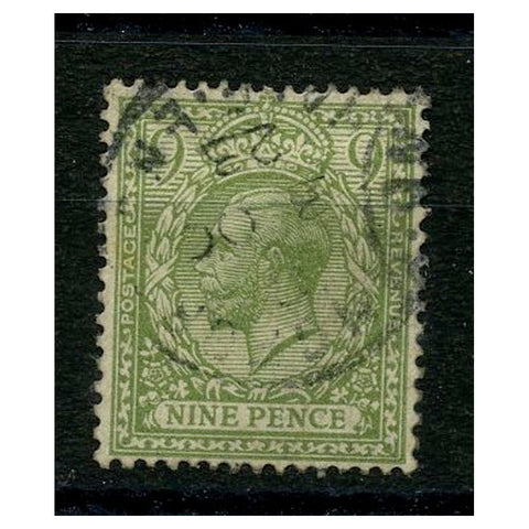 GB 1912-24 9d Pale olive-green, good to fine cds used. SG393b