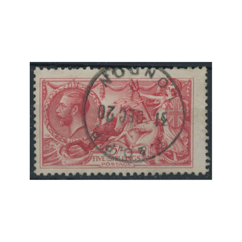 GB 1919 5/- Rose-red, good to fine used with London 'Foreign & Overseas Branch' cds. SG416